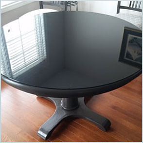 Circular grey glass table top